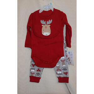 BRAND NEW LITTLE JOY BOYS 3--PIECE RED  OUTFIT SIZE 6-9 MONTHS
